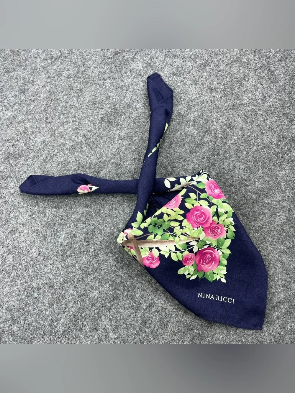 Nina Ricci Floral Handkerchief Bandana Neckerchief Scarf Silk?